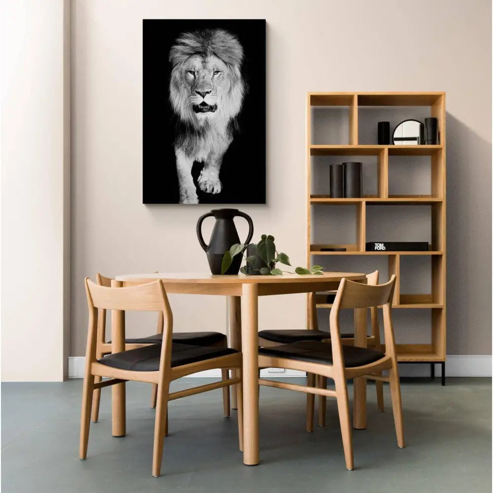 Tableau Lion Noir et Blanc La Marche - Montableaudeco