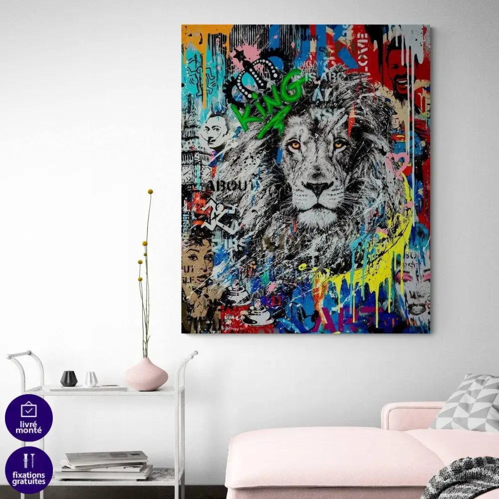 Tableau Lion Street Art The King - Montableaudeco