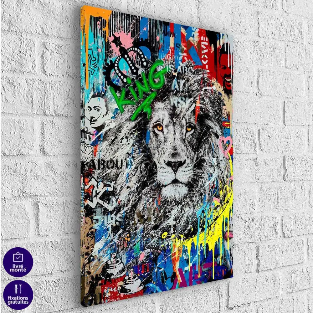 Tableau Lion Street Art The King - Montableaudeco