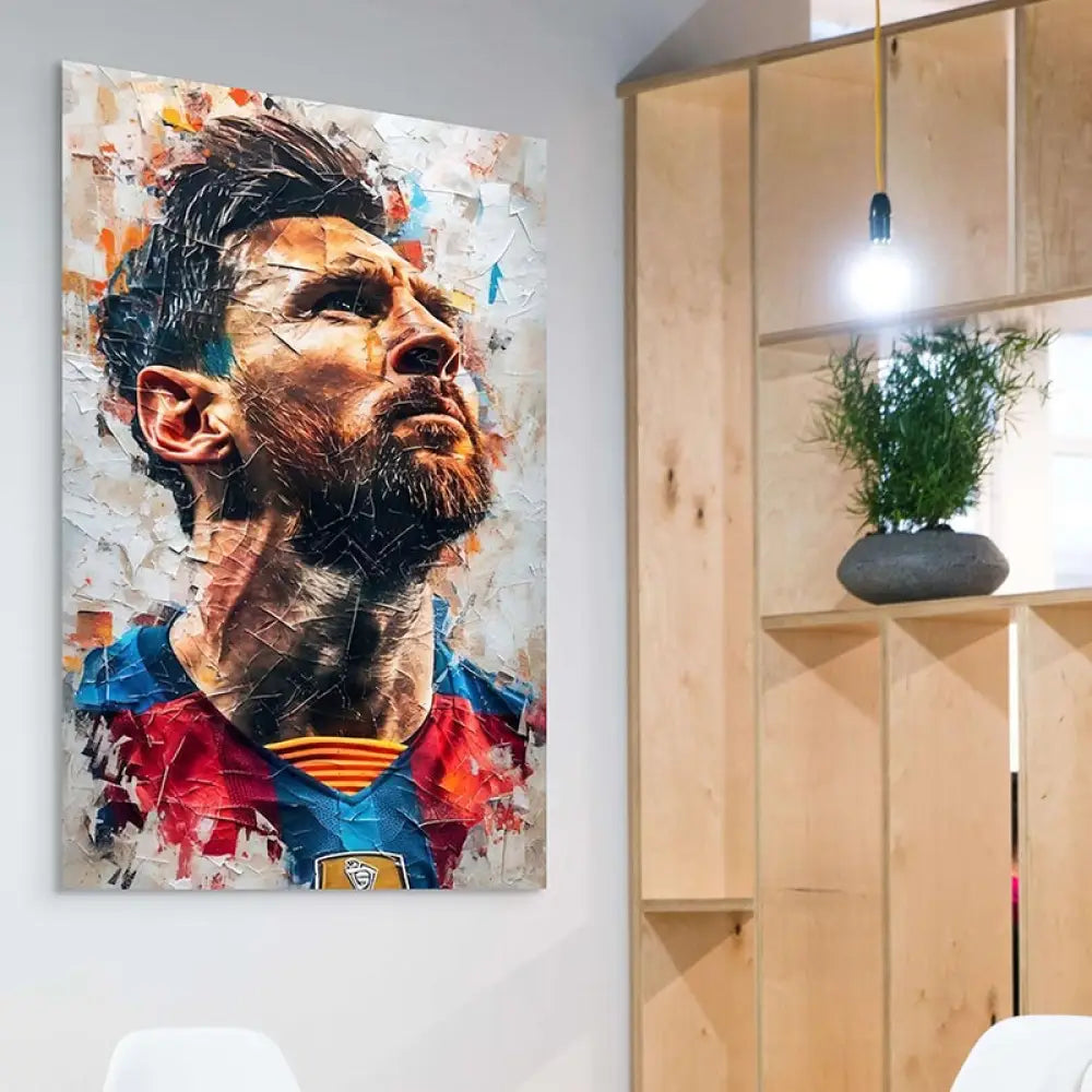 Tableau Lionel Messi: L’Homme aux Pieds d’Or 40x60cm / Toile tendue sur châssis Tableau Sport