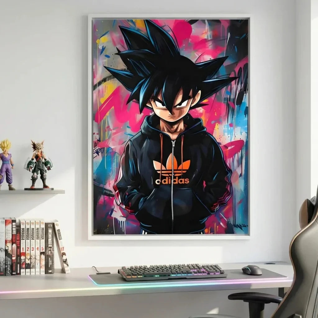 Dragon Z painting printed on stretched canvas, street art style