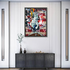 Décoration murale tableau Marilyn Monroe avec fond drapeau américain déstructuré

