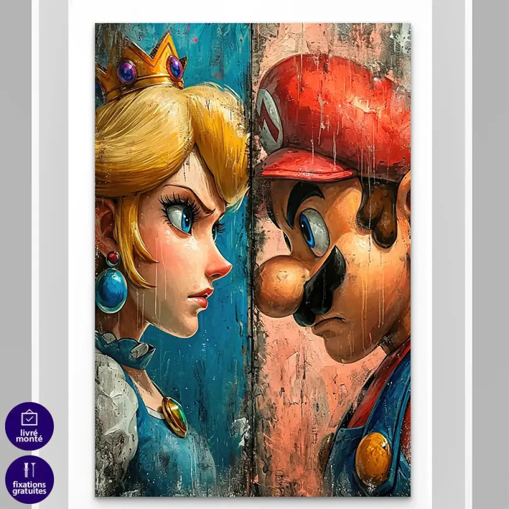 Décoration murale pop art Mario et princesse Peach

