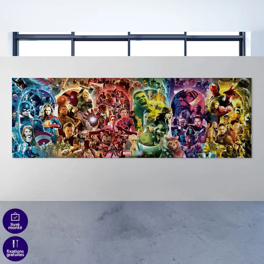 Tableau Marvel Forever 60x180cm Panoramique / Toile tendue sur châssis Tableau Marvel