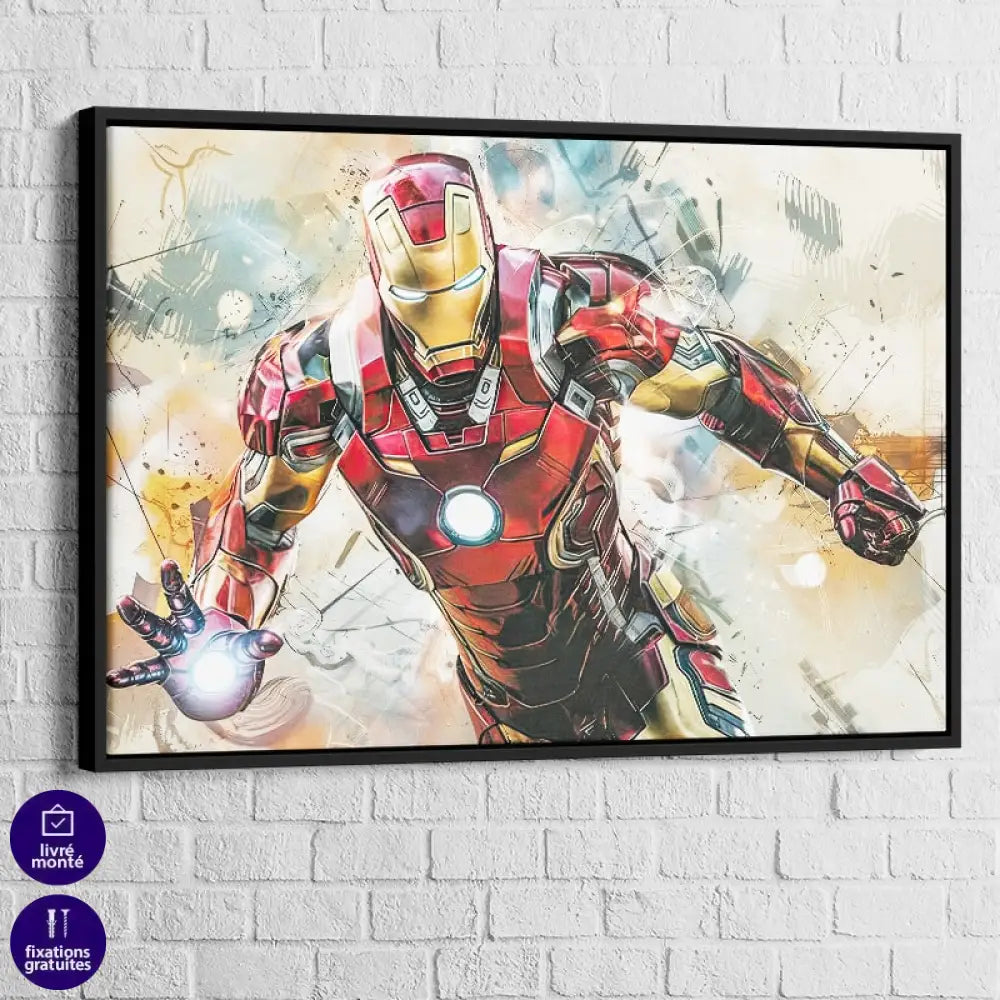 Tableau Marvel Iron Le Chevalier Moderne 40x60cm / Cadre Noir Tableau Marvel