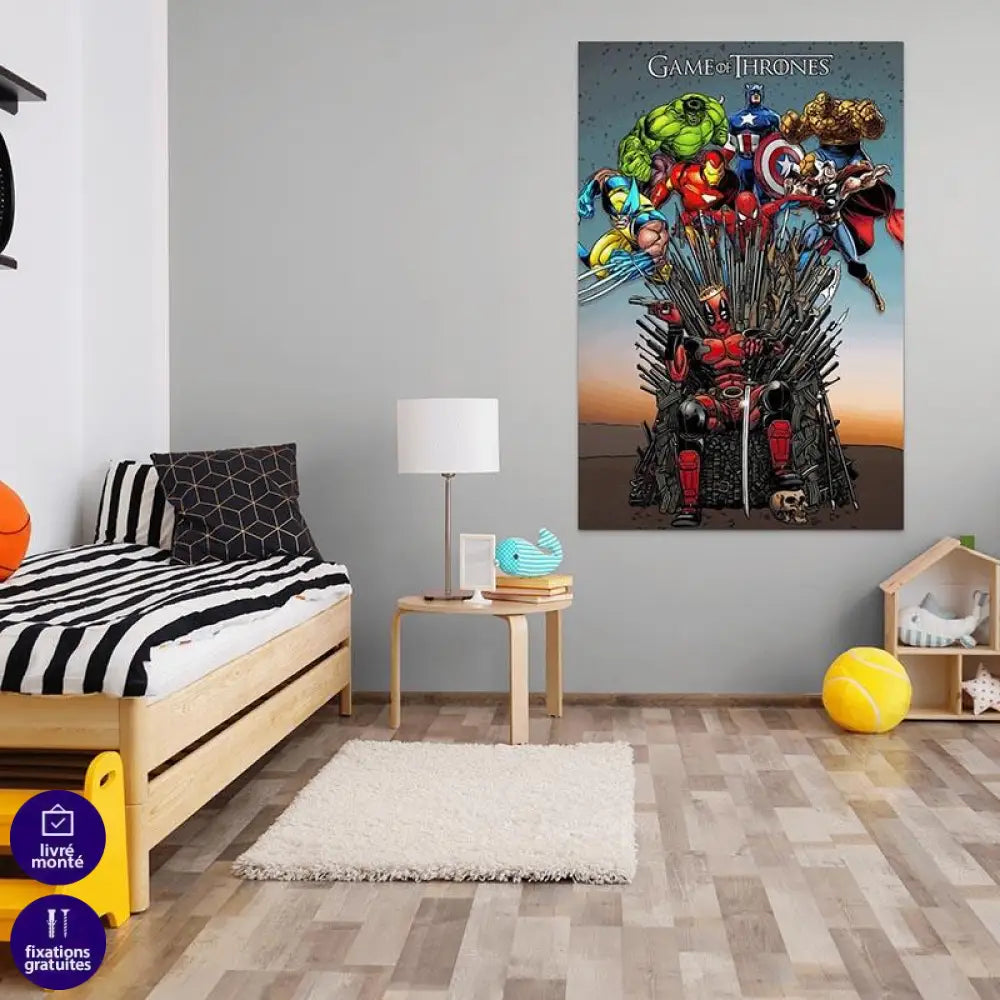 Tableau Marvel Le Trône des Super héros - Montableaudeco