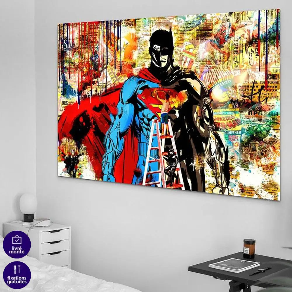 Tableau Marvel Superman Batman Héros - Montableaudeco