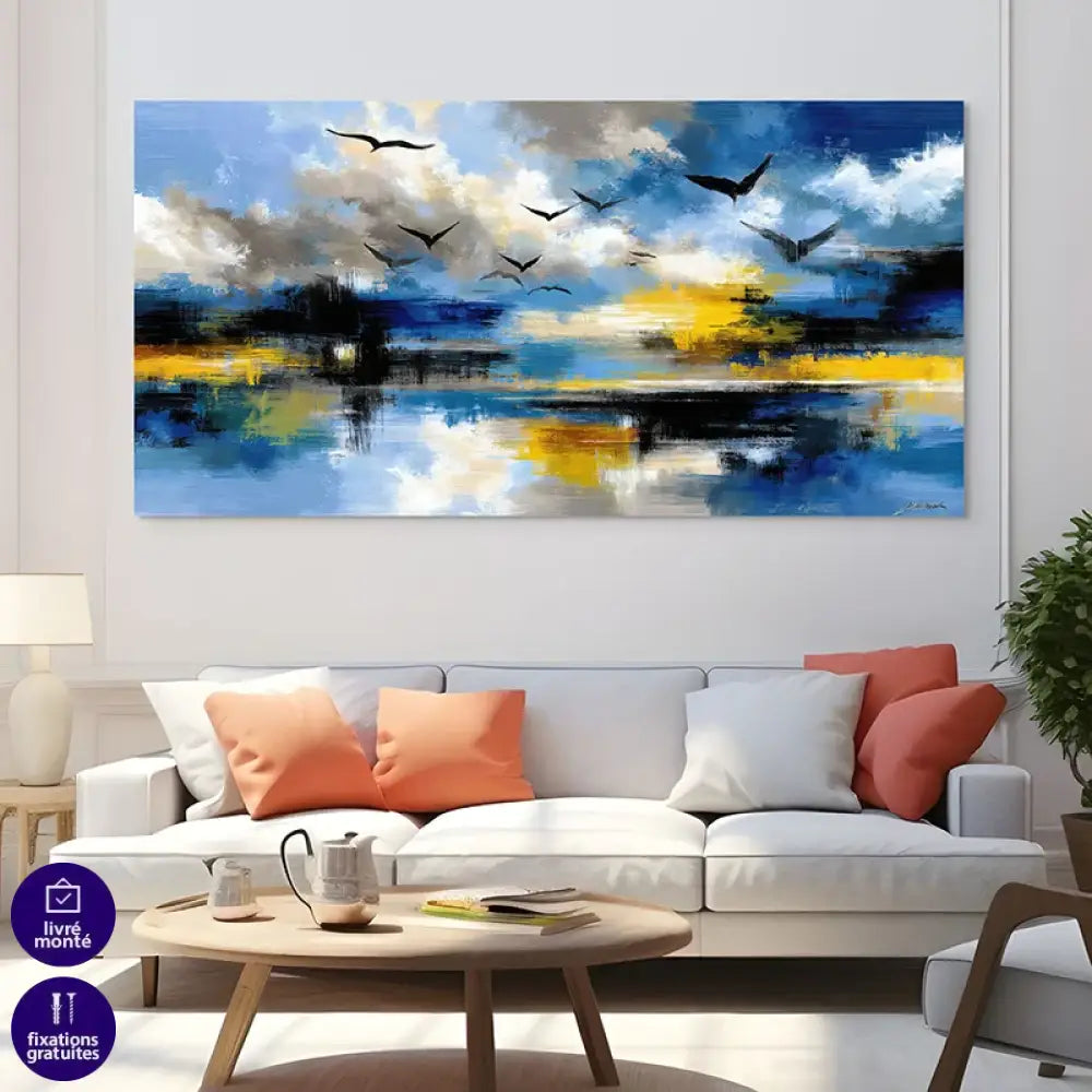 Tableau Mer Abstraite – Ciel Bleu et Reflets Tableau Fleur