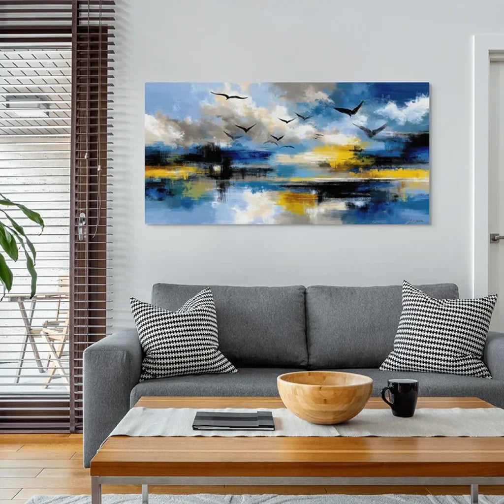 Tableau Mer Abstraite – Ciel Bleu et Reflets Tableau Fleur