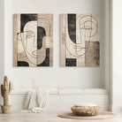 Tableau décoratif minimal – traits noirs sur fond beige naturel