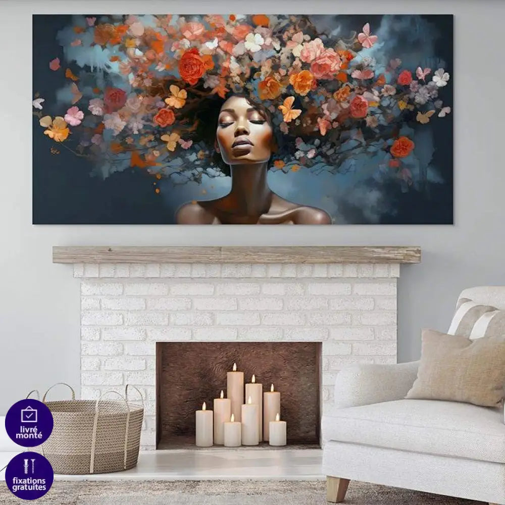 Tableau Moderne Âme en Fleurs 40x80cm / Toile tendue sur châssis Tableau moderne