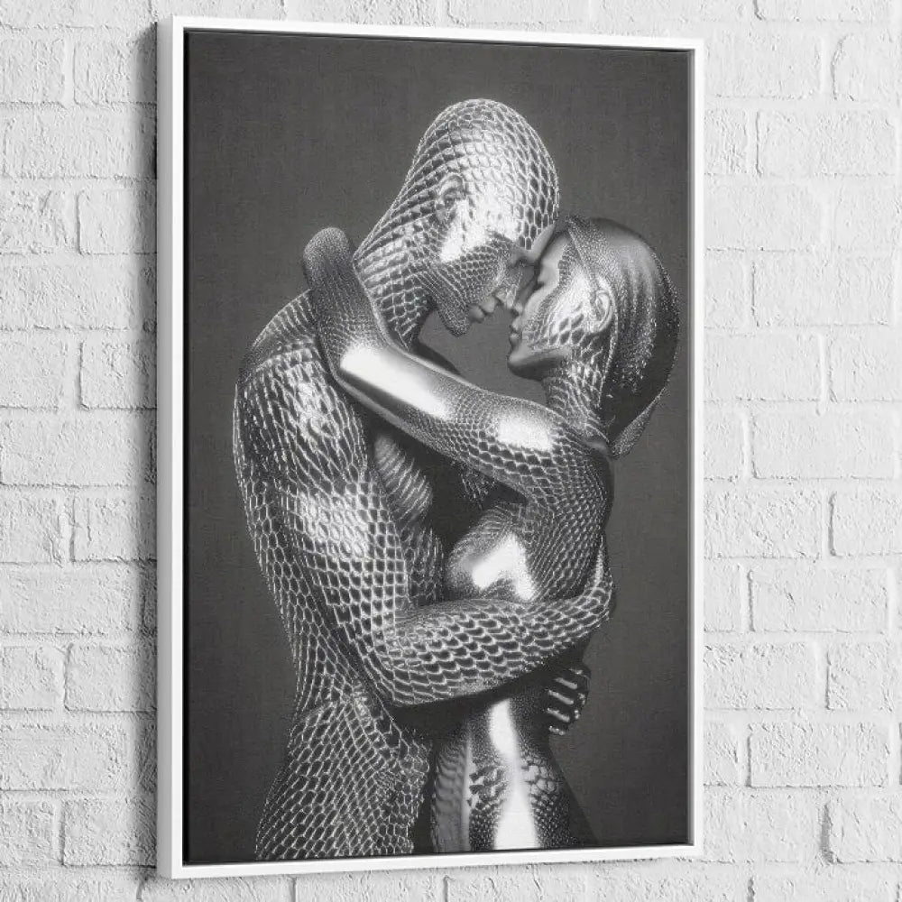 Tableau Moderne Amour Surréaliste 40x60cm / Cadre Blanc Tableau Femme