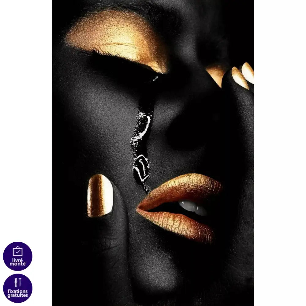 Tableau Moderne Femme Gold Cry 2 Pièces - Montableaudeco