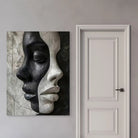 Tableau abstrait noir et blanc L'Art des Contraires sur toile tendue

