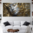 Tableau Moderne Silence d’Or 40x80cm / Toile tendue sur châssis Tableau moderne