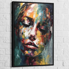 Tableau Moderne Visage en Fusion 40x60cm / Cadre Noir Tableau Moderne