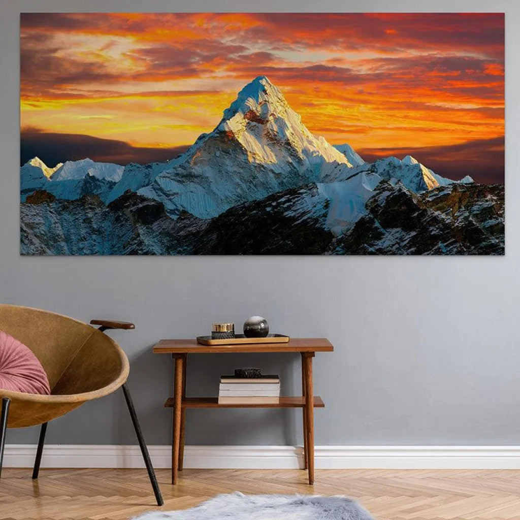 Tableaux Montagnes Rouges Tableau Mont Everest Montagne Coucher Soleil Sommet – Montableaudeco