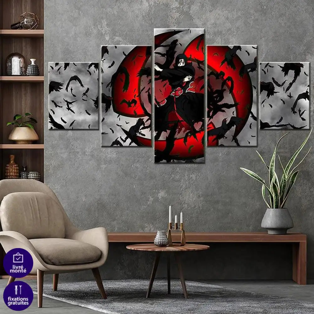 Tableau Naruto 5 Parties Corbeau - Montableaudeco