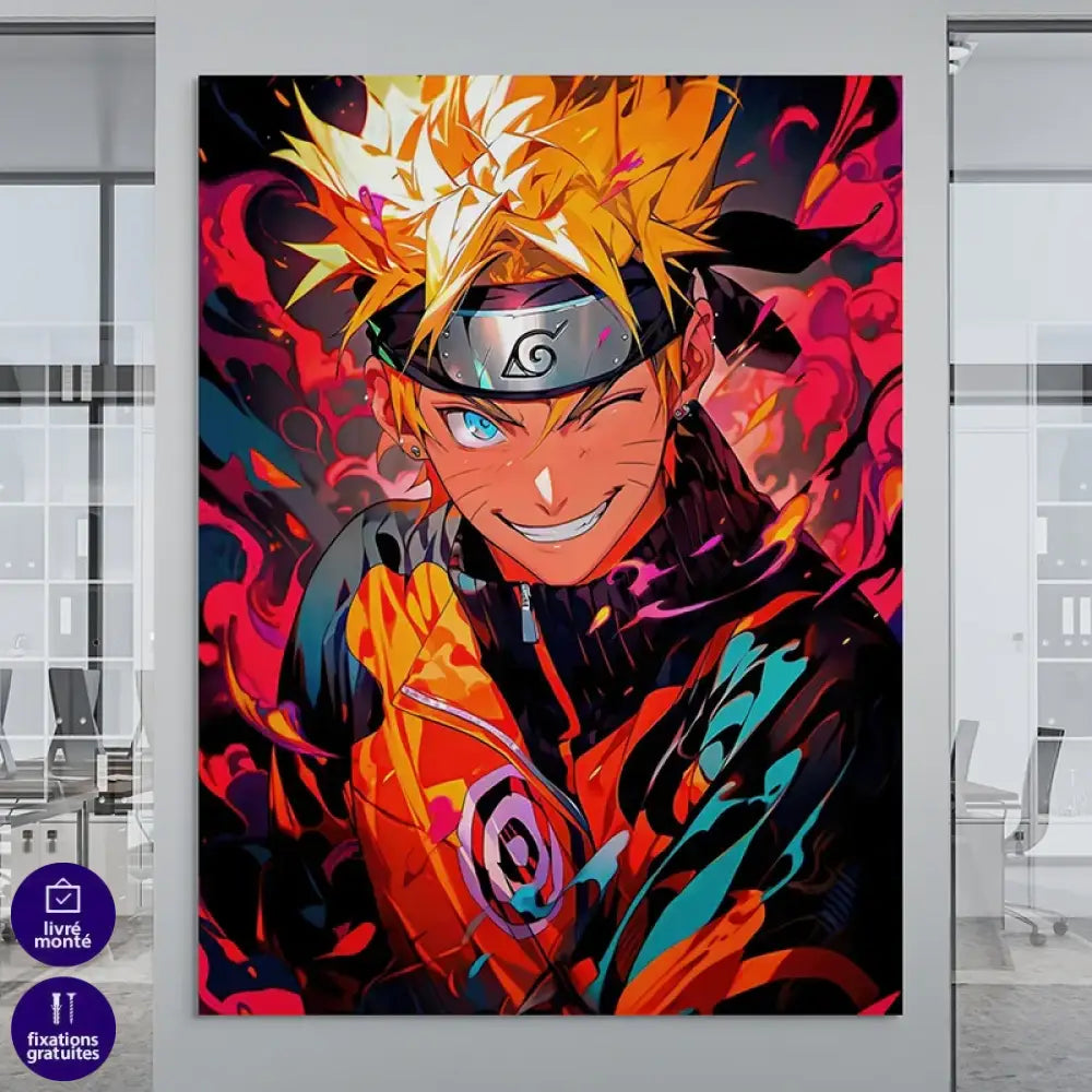 tableau Naruto Flamme du Ninja avec couleurs flamboyantes
