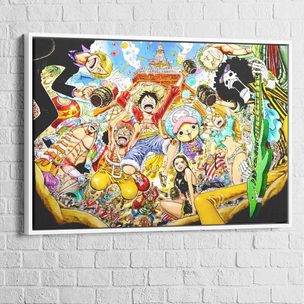 poster One Piece scène festive Paris Tour Eiffel