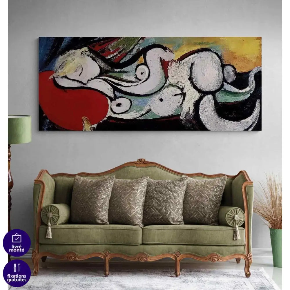 Tableau Pablo Picasso Dormeuse au coussin rouge - Montableaudeco