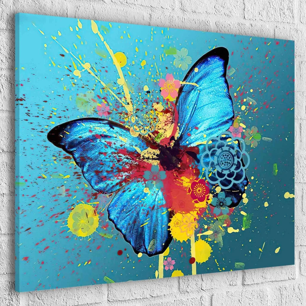 Tableau Papillon Bleu Graffiti - Montableaudeco