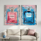 wall art glam blue and pink artistic wall decoration