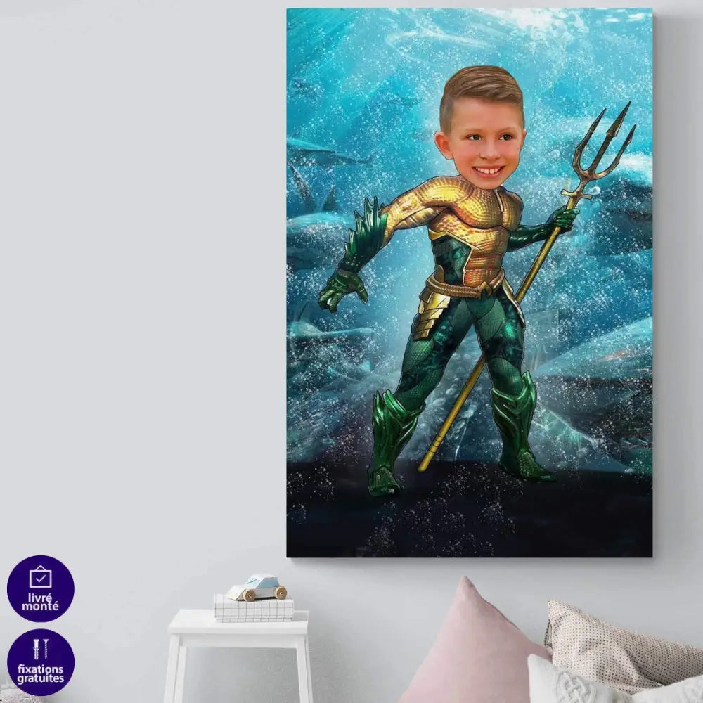 Tableau Personnalisable Super Héros AQUAMAN - Montableaudeco