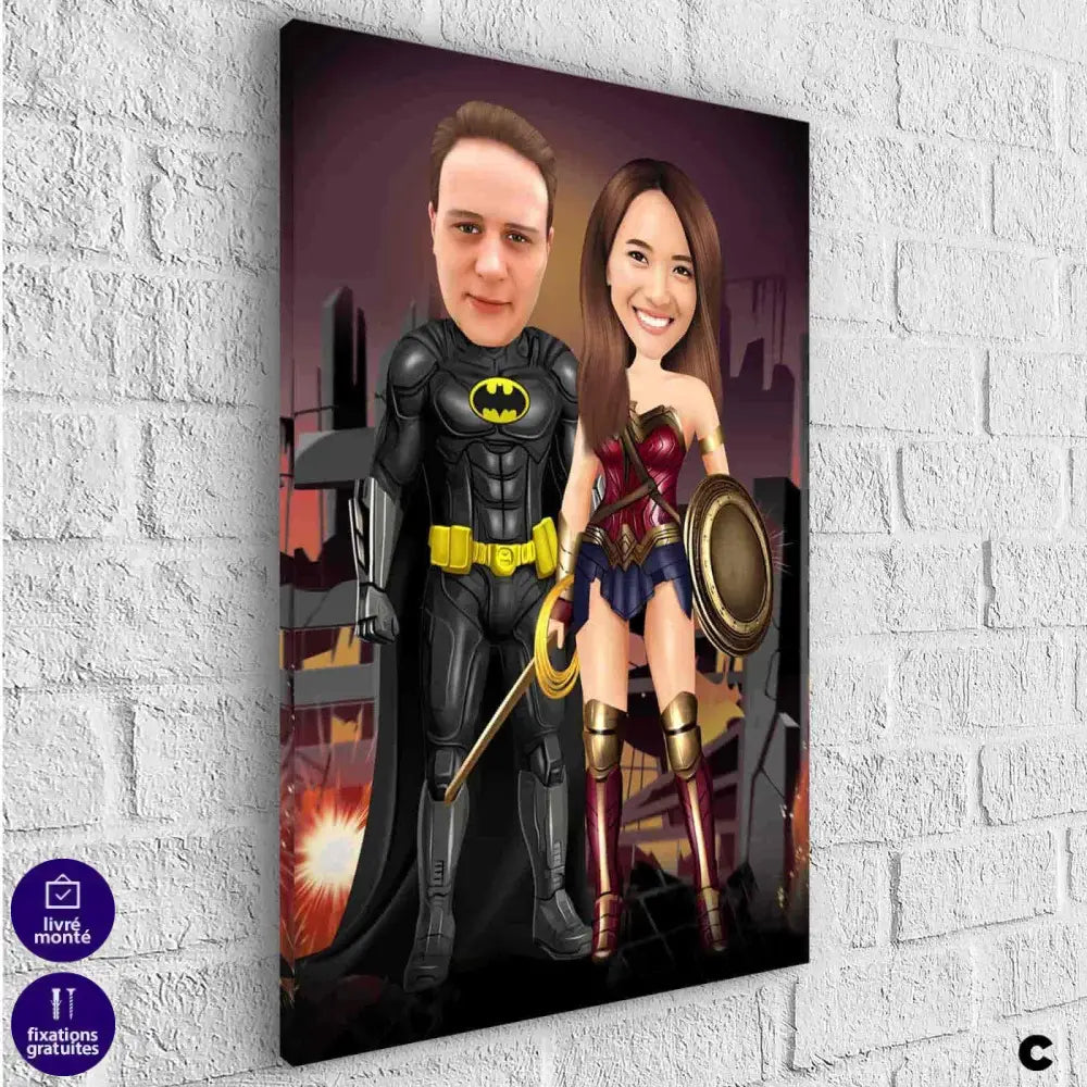 Tableau Personnalisable Super Héros Marvel 2 Personnages - Montableaudeco