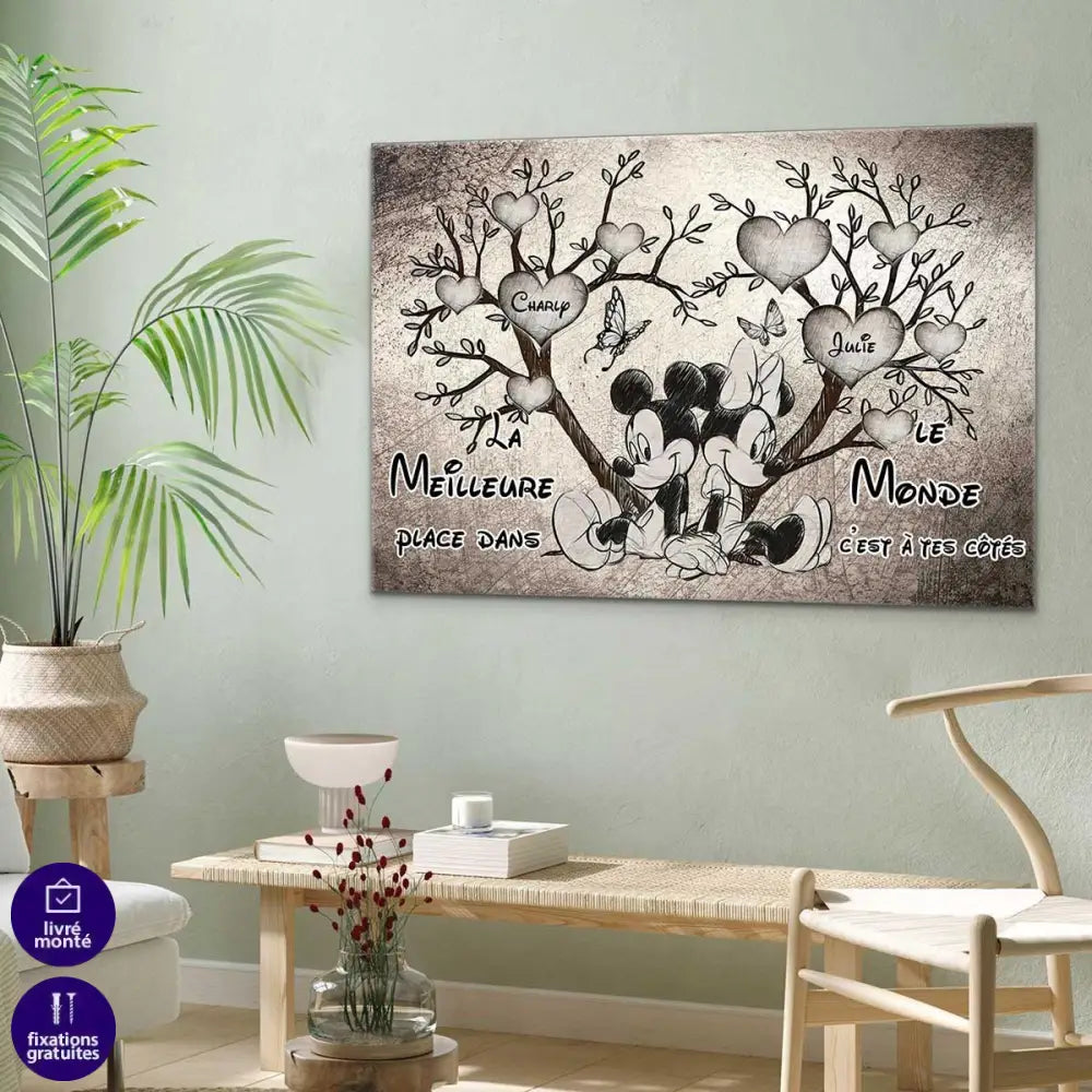 Tableau Personnalisé Amour Mickey Minnie - Montableaudeco