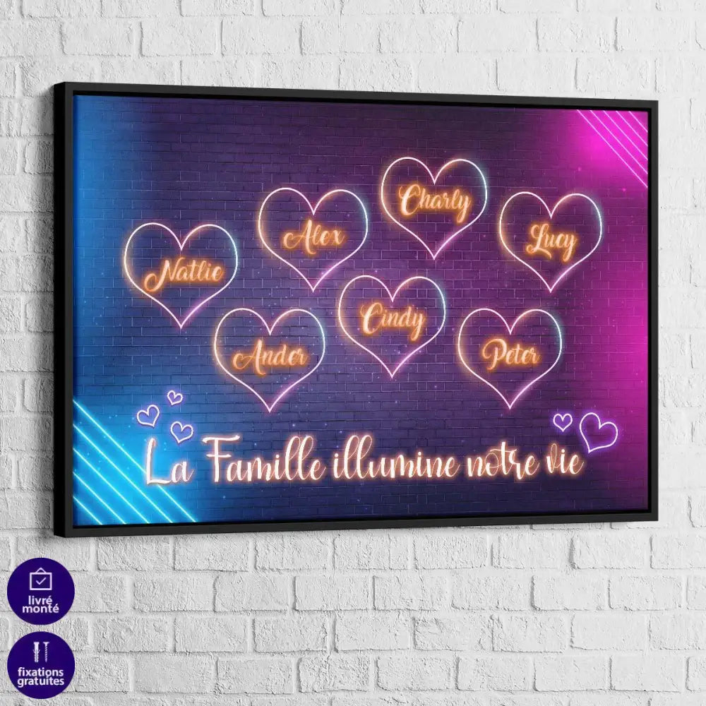 Tableau Personnalisé Famille Néon - Montableaudeco