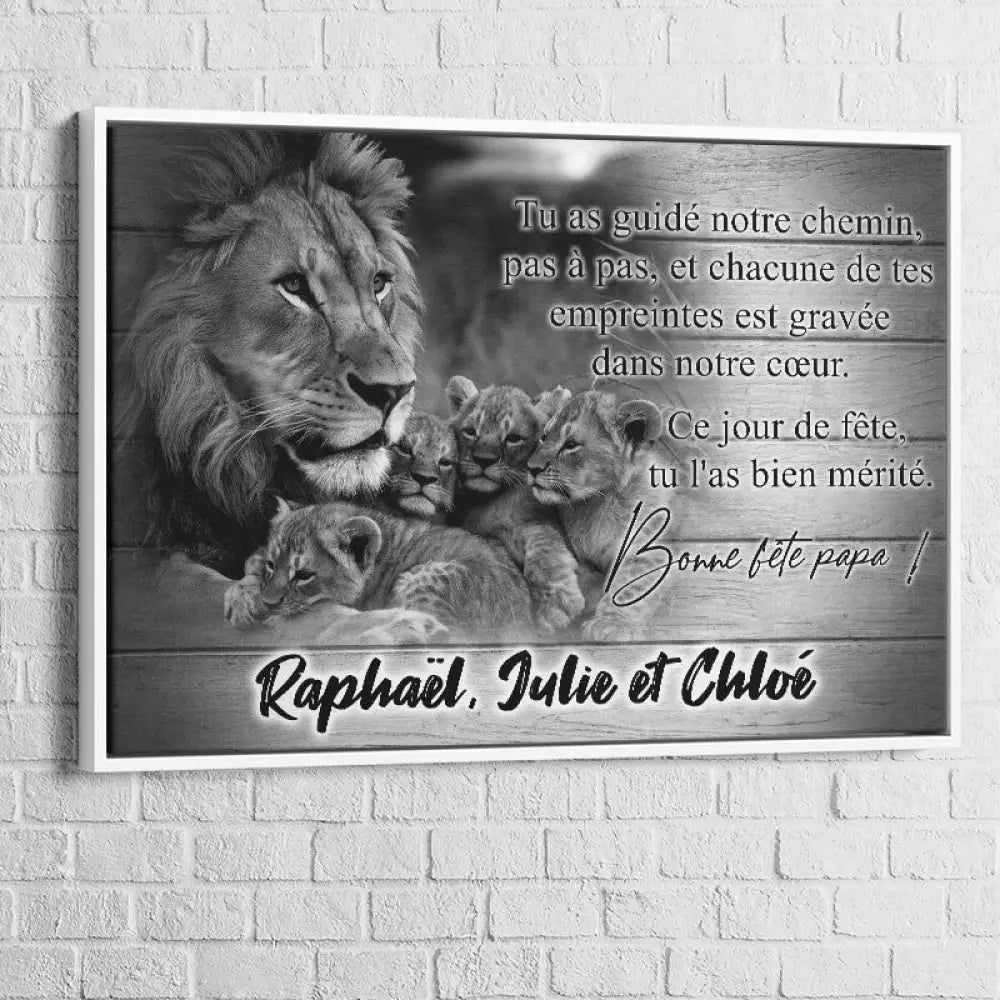 Tableau Personnalisé Papa 40x60cm / Cadre blanc Toile Imprimée