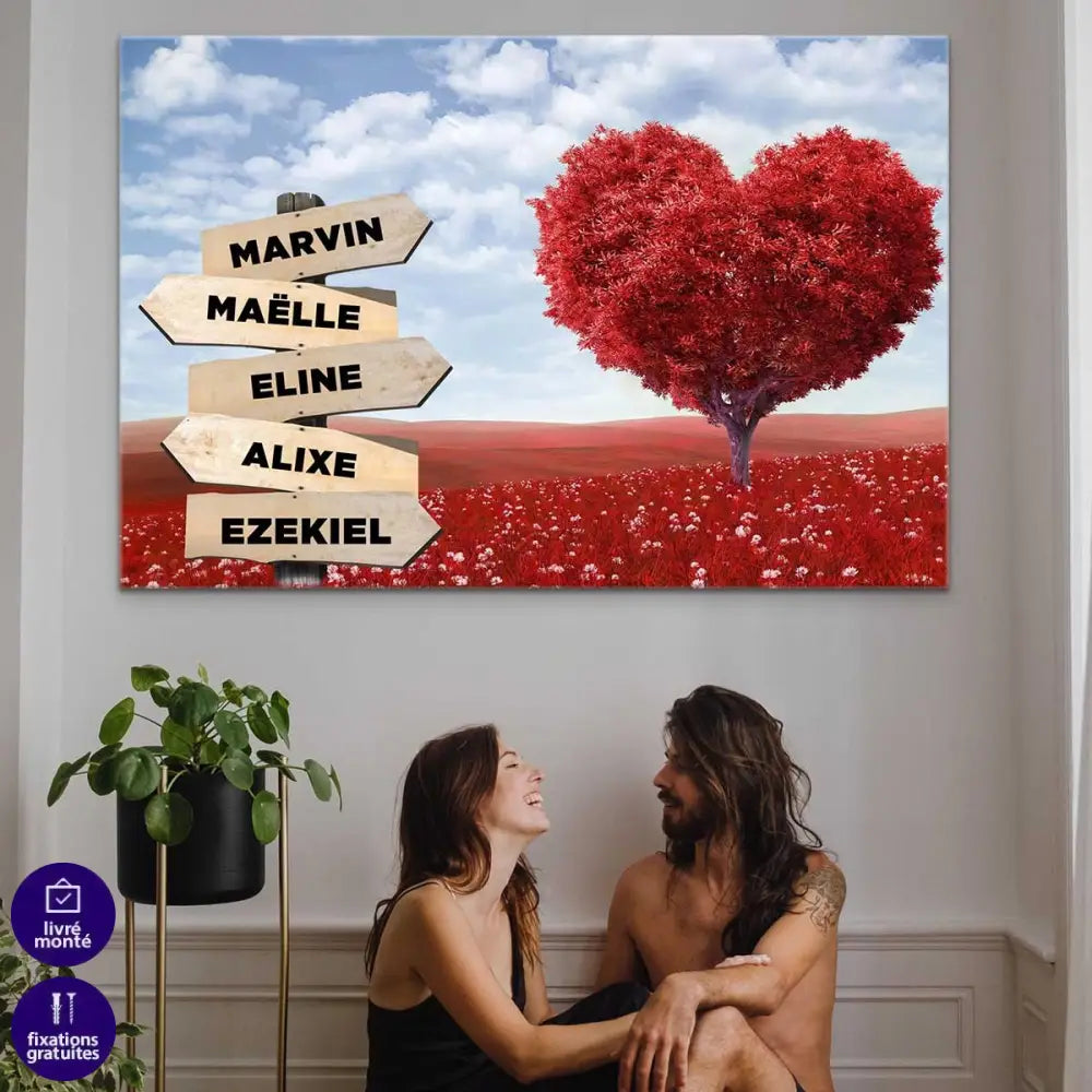 Tableau Personnalisé Prénoms Arbre Cœur - Montableaudeco