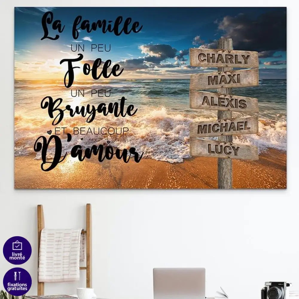 Tableau Personnalisé Prénoms avec Message La Mer - Montableaudeco