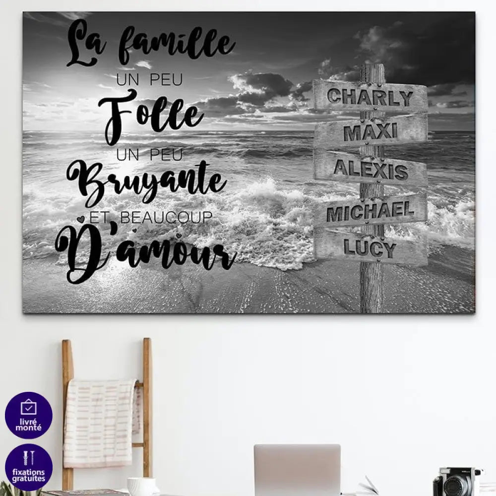 Tableau Personnalisé Prénoms avec Message La Mer - Montableaudeco