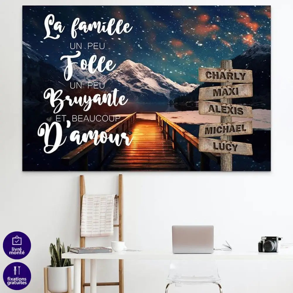 Tableau Personnalisé Prénoms avec Message Le Lac - Montableaudeco