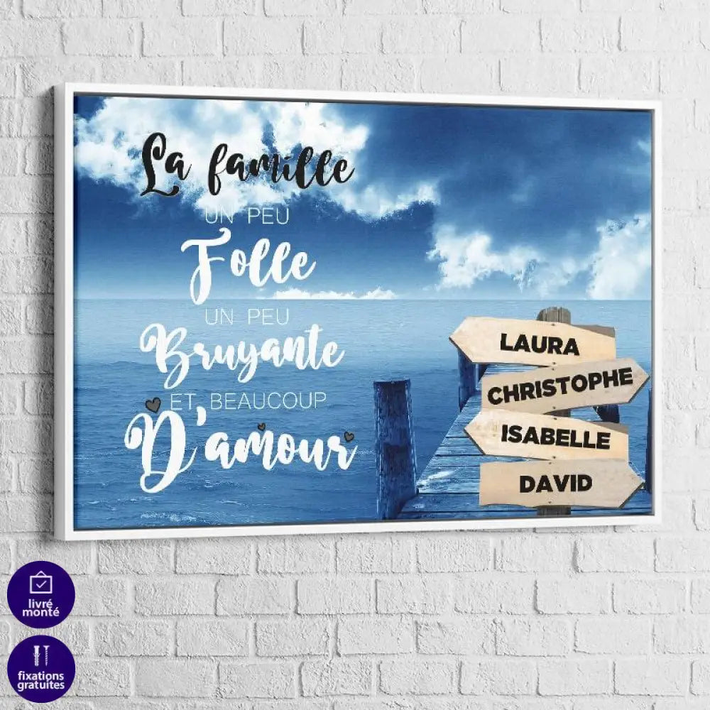 Tableau Personnalisé Prénoms avec Message Ponton - Montableaudeco