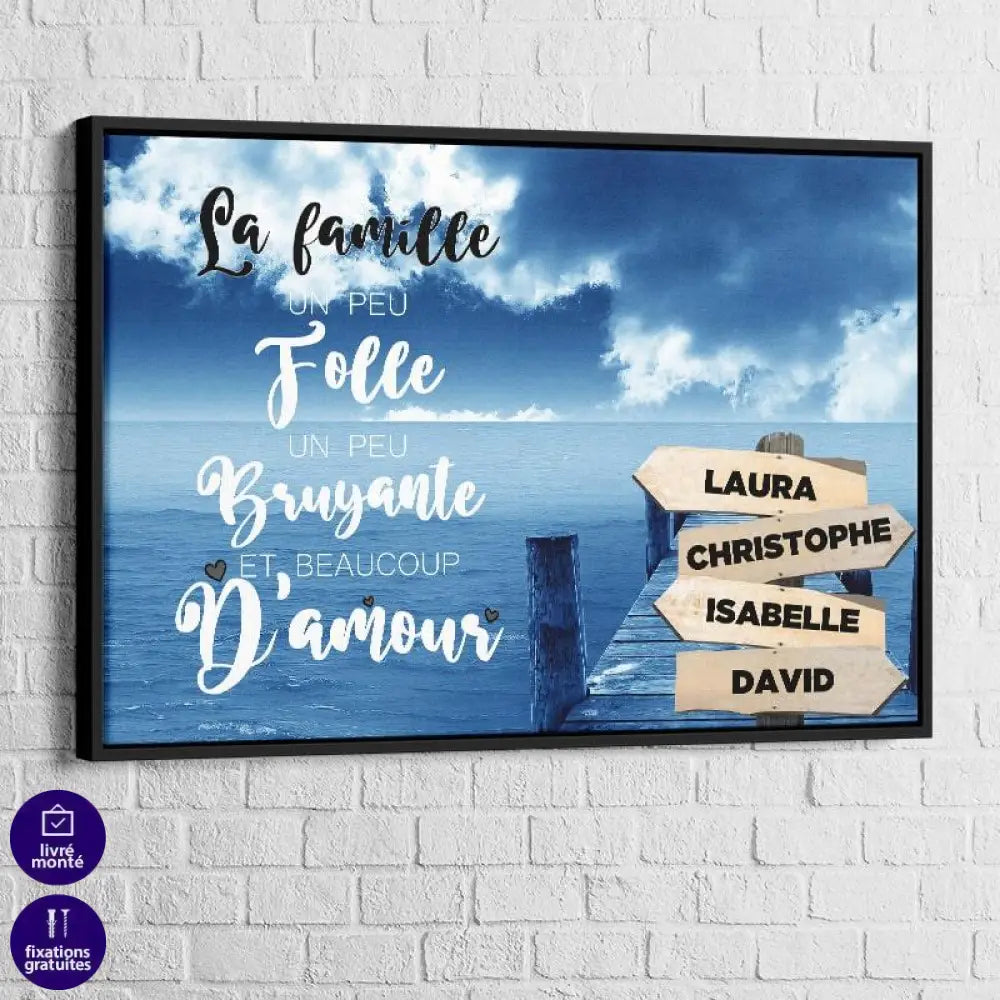 Tableau Personnalisé Prénoms avec Message Ponton - Montableaudeco