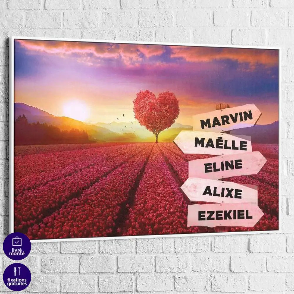 Tableau Personnalisé Prénoms Champ D'Amour - Montableaudeco