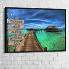 Tableau Personnalisé Prénoms Chemin de Vie 40x60cm / Cadre noir Toile Imprimée