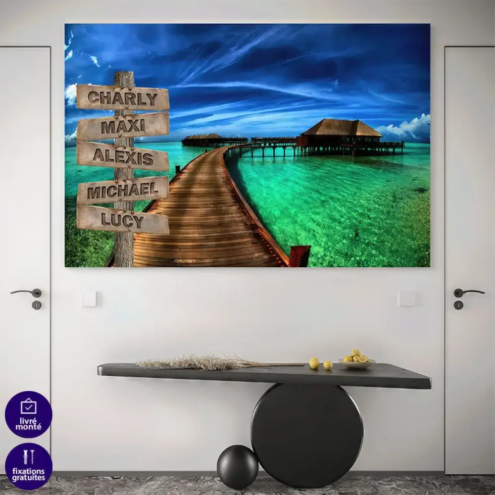 Tableau Personnalisé Prénoms Chemin de Vie 40x60cm / Poster Toile Imprimée