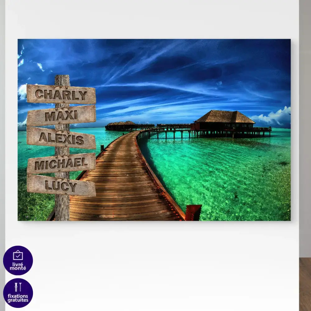 Tableau Personnalisé Prénoms Chemin de Vie Toile Imprimée