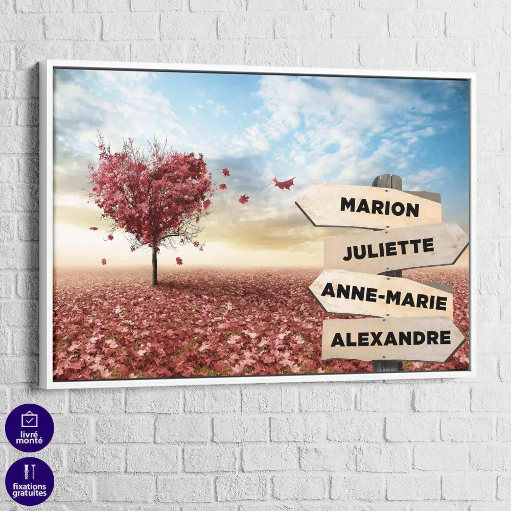 Tableau Personnalisé Prénoms Cœur Rouge - Montableaudeco