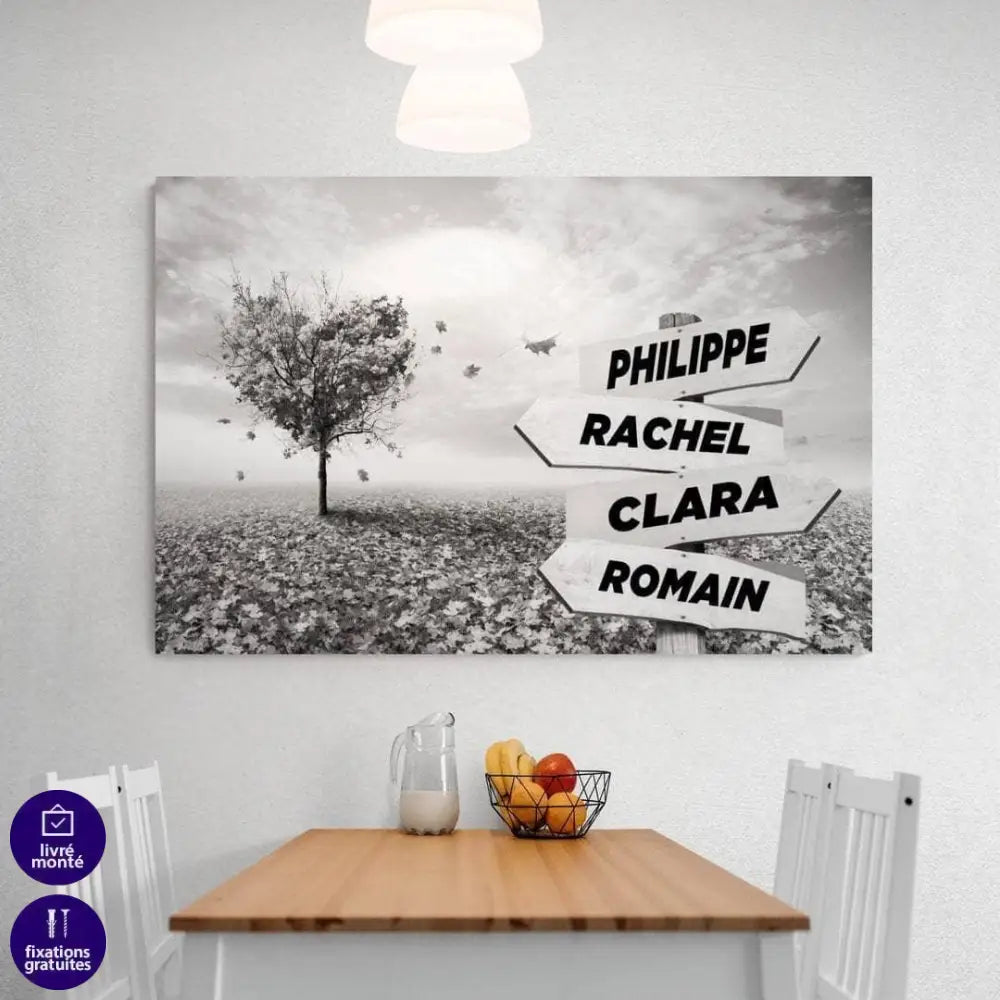 Tableau Personnalisé Prénoms Cœur Rouge - Montableaudeco