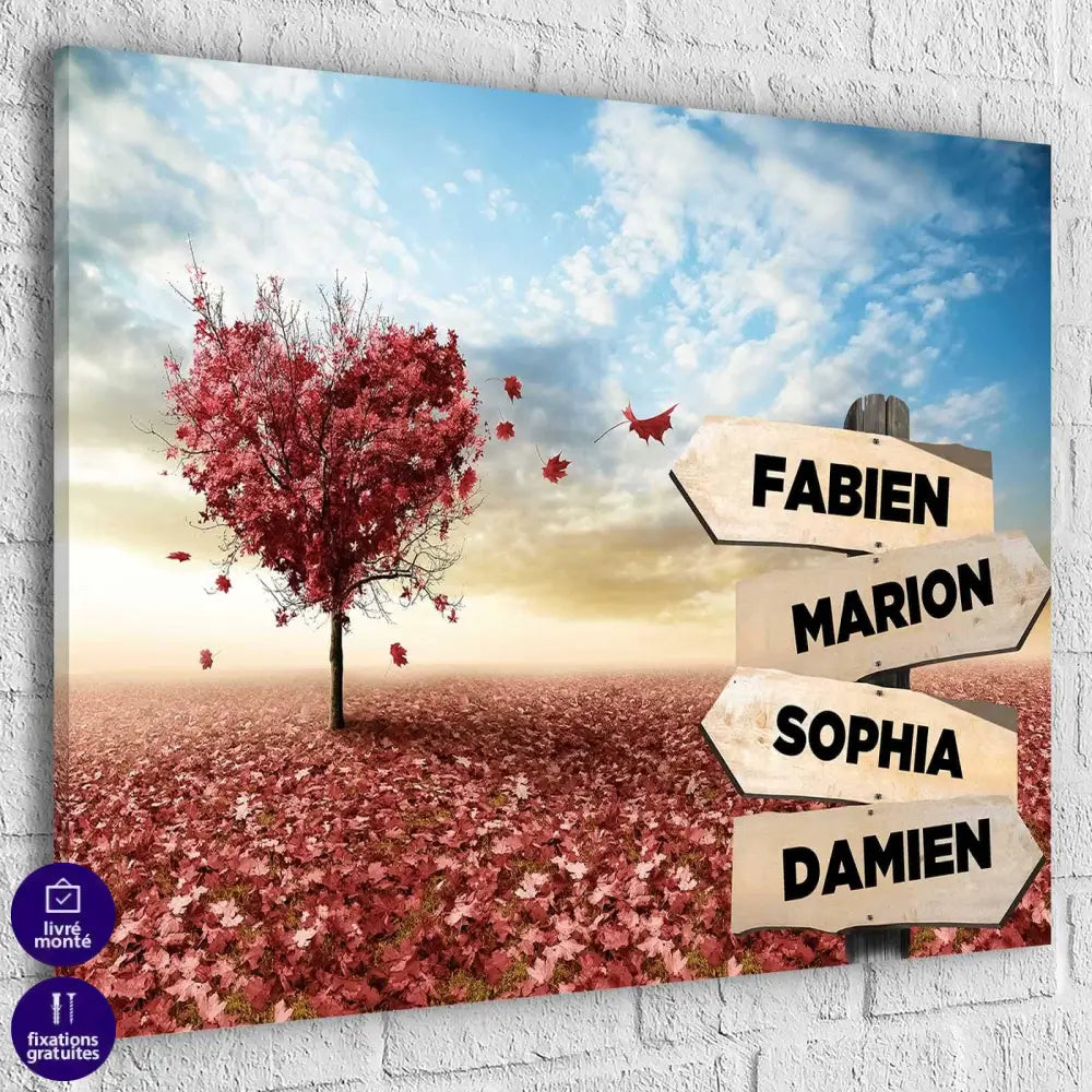 Tableau Personnalisé Prénoms Cœur Rouge - Montableaudeco