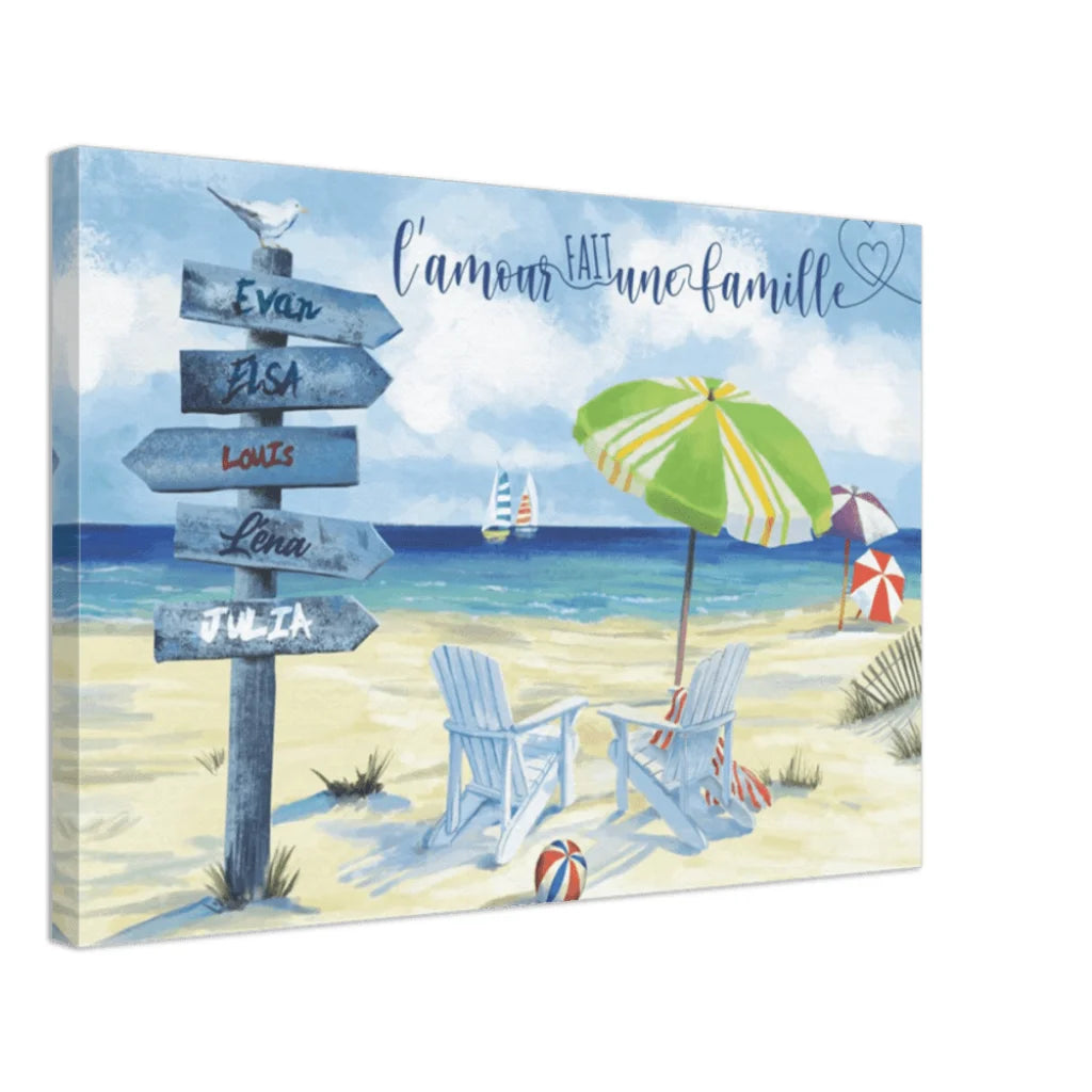 Tableau Personnalisé Prénoms Famille Plage - Montableaudeco