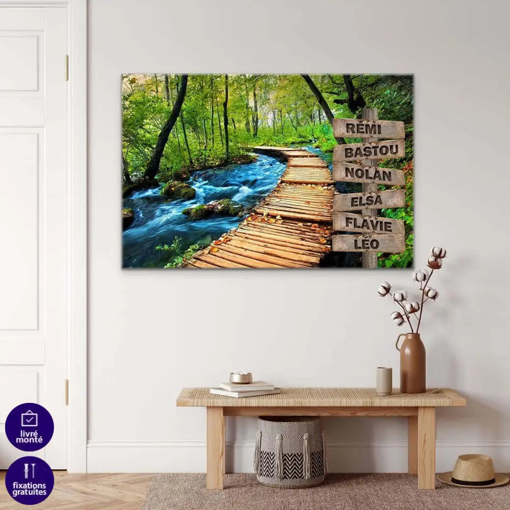 Tableau Personnalisé Prénoms Foret et Rivière - Montableaudeco