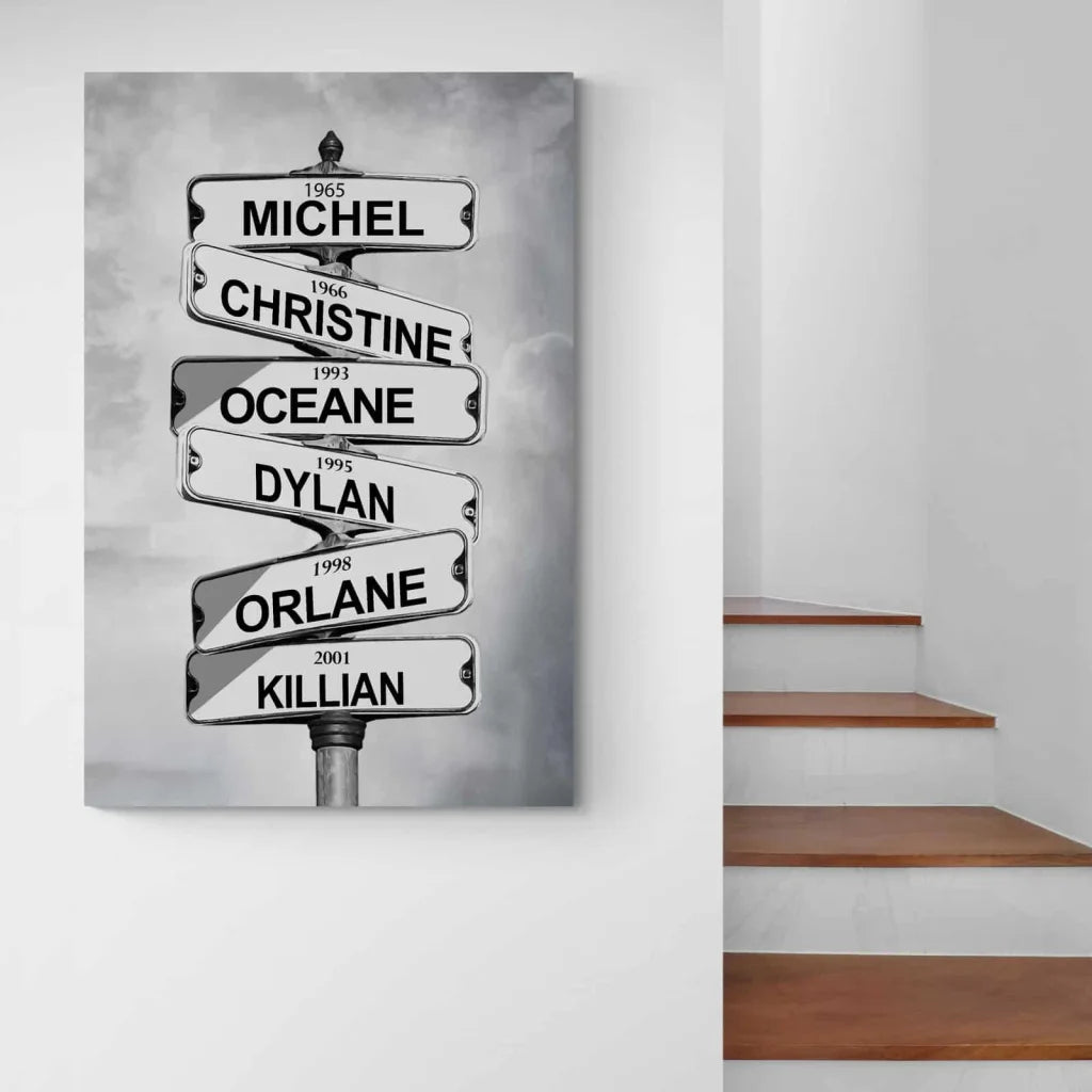 Tableau Personnalisé Prénoms Intersection Vintage - Montableaudeco