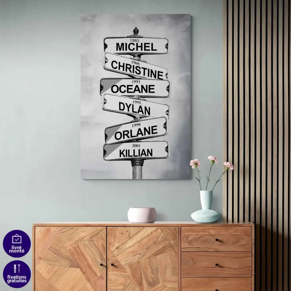 Tableau Personnalisé Prénoms Intersection Vintage - Montableaudeco