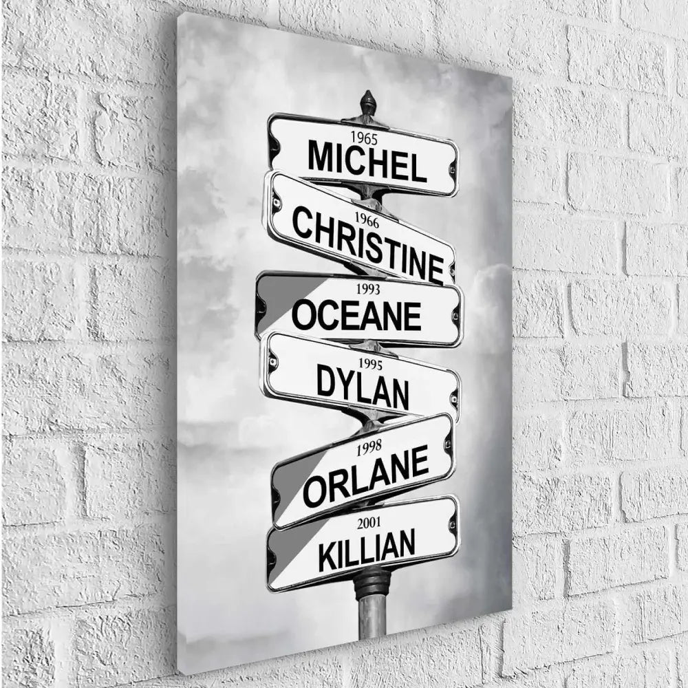 Tableau Personnalisé Prénoms Intersection Vintage - Montableaudeco
